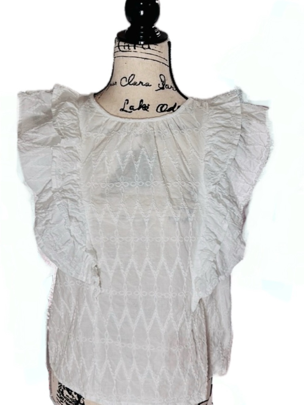 Universal Thread Embroidered Ruffle Sleeve Top